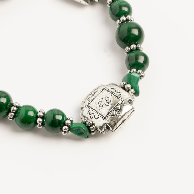 John Bead Malachite No.99 Natural Stone Stretch Bracelet