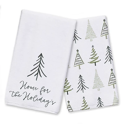 Home For the Holidays Trees Tea Towels - Set of 2