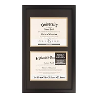 2 Opening 8.5" x 11" Black Document Frame with Double Mat by Studio Décor®