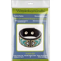 Wonderland Crafts Green & Gold Bead Artificial Leather Embroidery Bracelet Kit