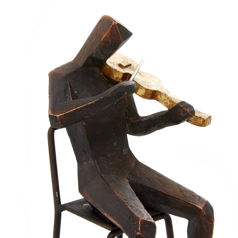 Brown Polystone Modern Musician Sculpture Set