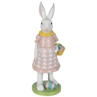 12" Girl Bunny with Easter Basket Outdoor Garden Statue