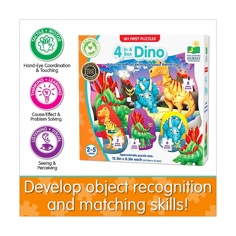 My First Puzzles - 4 In A Box - Dino: 20 Pcs