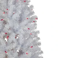 6.5ft. Pre-Lit Slim Geneva White Spruce Artificial Christmas Tree, Pink Lights