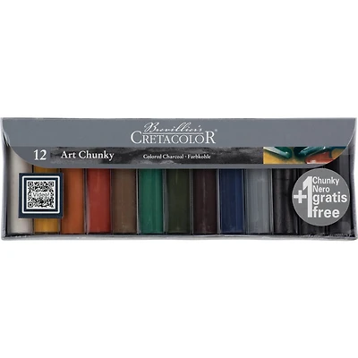 8 Packs: 12 ct. (96 total) Cretacolor Art Chunky Colored Charcoals