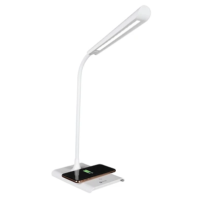 OttLite Wellness Series 21" White Power Up LED Desk Lamp with Wireless Charging