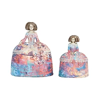 Set of 2 Multi Polystone Tuscan Sculptures, 6" x 7" x 5"