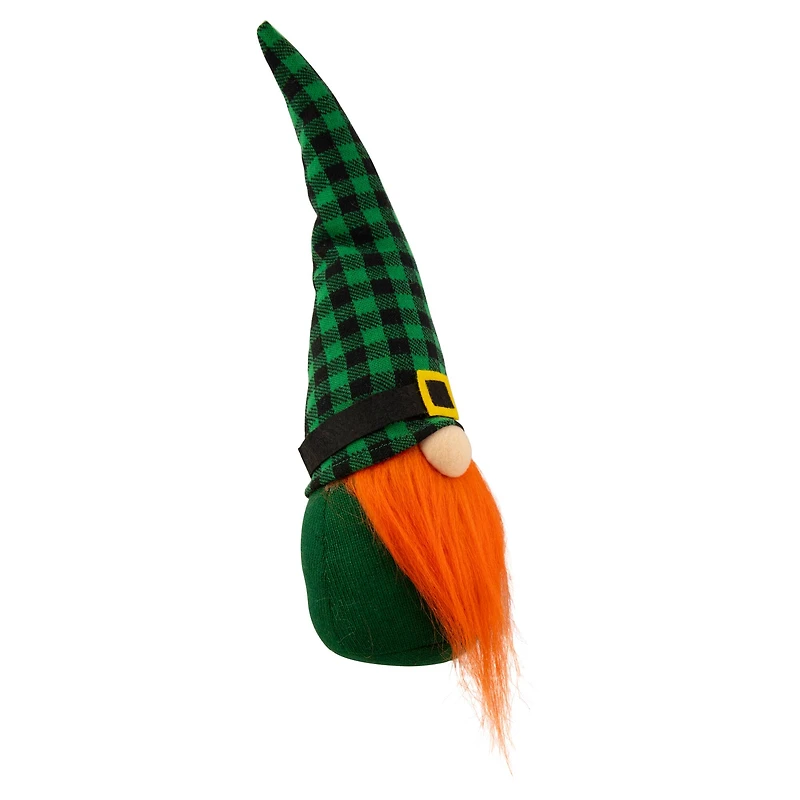 13" Green and Black Plaid St. Patrick's Day Leprechaun Gnome