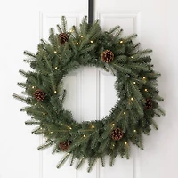 Glitzhome® 24" LED Greenery & Pinecone Christmas Wreath