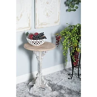 23" White Chinese Fir Farmhouse Accent Table