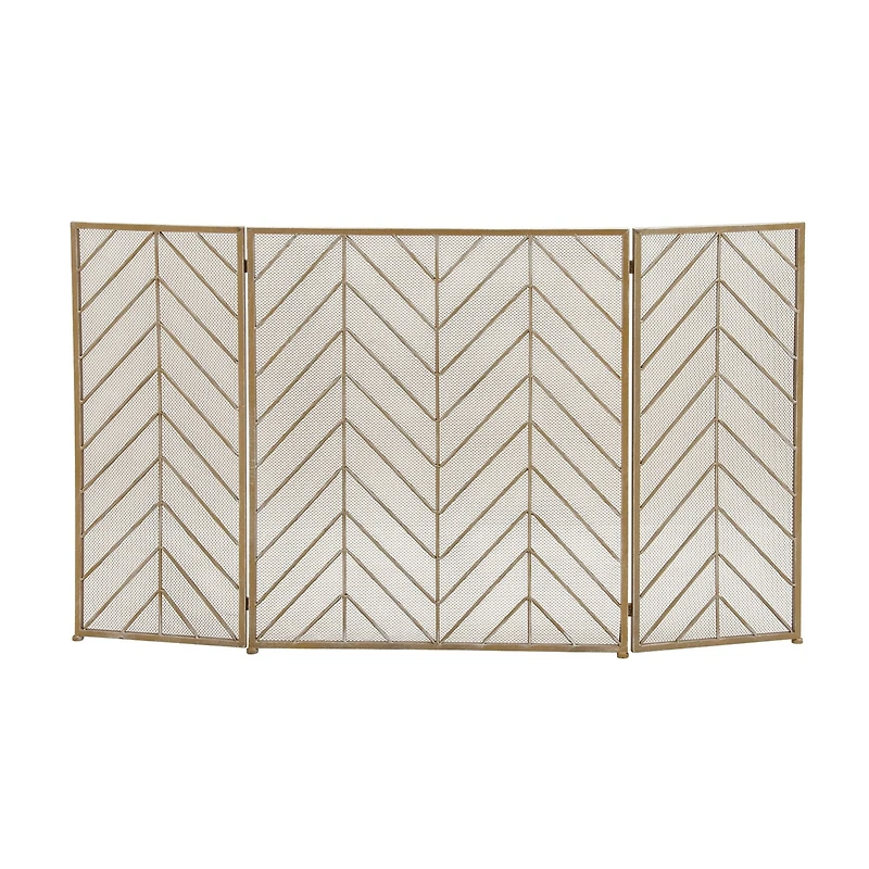 Brass Metal Contemporary Fireplace Screen