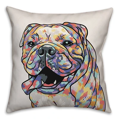 Watercolor Bulldog Throw Pillow