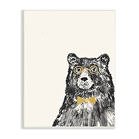 Stupell Industries Black Bear Golden Glasses Bow Tie Kids' Animal Wall Plaque