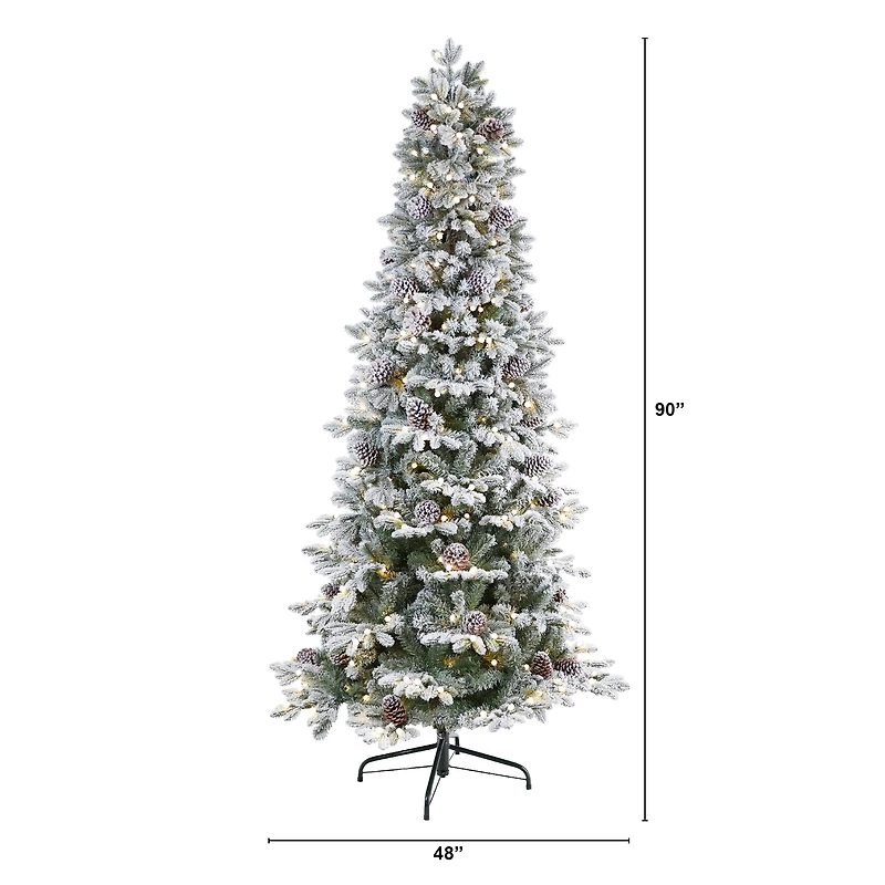 7.5ft. Pre-Lit Flocked Alaskan Artificial Christmas Tree, White LED Lights