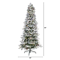 7.5ft. Pre-Lit Flocked Alaskan Artificial Christmas Tree, White LED Lights