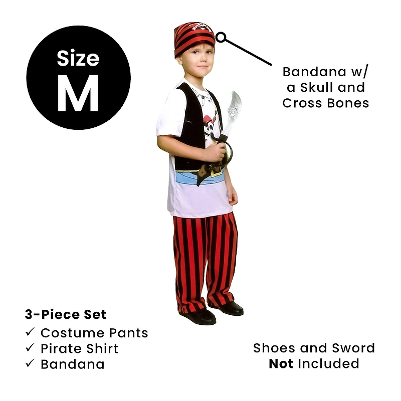 White & Red Pirate Boy's Costume