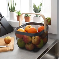 Simplify Gray Mesh Tote with Bamboo Handle