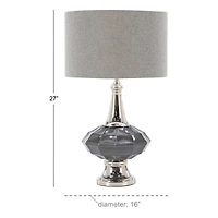 Silver Glass Traditional Table Lamp, 27" x 16" x 16"