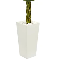 5ft. Double Ball Boxwood Topiary Tree in White Tower Planter