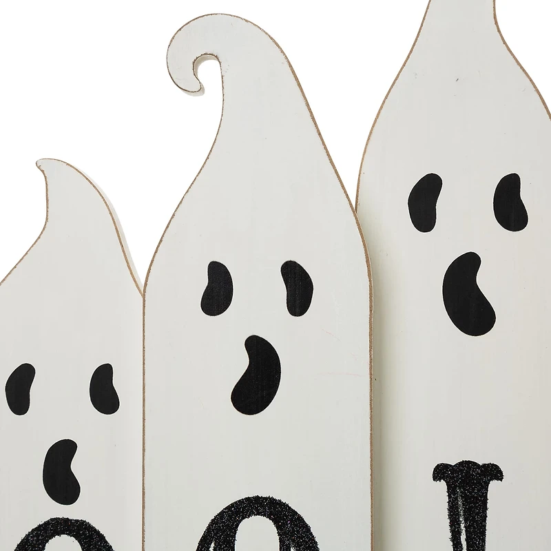 Glitzhome® 12" Ghost Halloween Wooden Table Decor