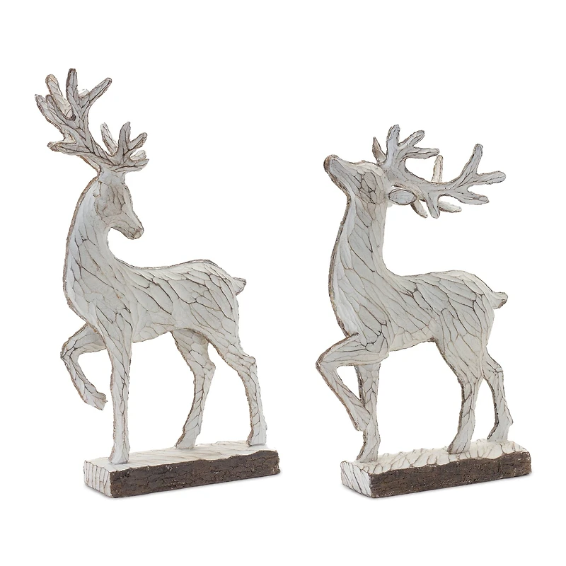 Carved Deer Décor Set, 12.5" & 14.5"