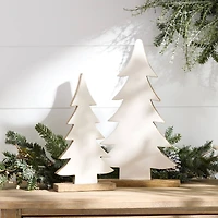 White Pine Tree on Natural Wood Base Set