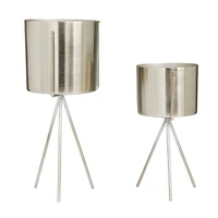 Silver Contemporary Planter, Set of 2" 5", 4"