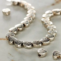 12 Pack: Silver Plated Carved Heart Beads, 6mm by Bead Landing™
