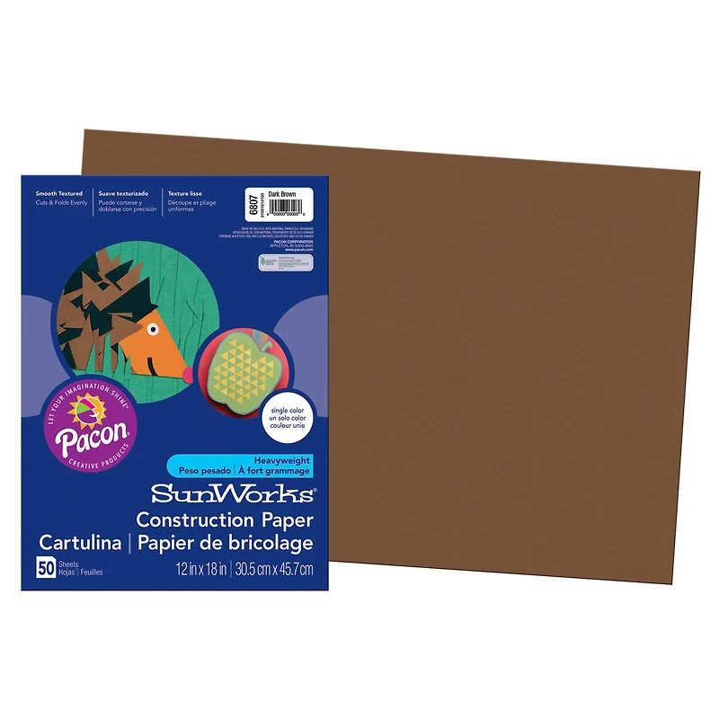 SunWorks® 12" x 18" Dark Brown Construction Paper, 5 Packs of 50 Sheets