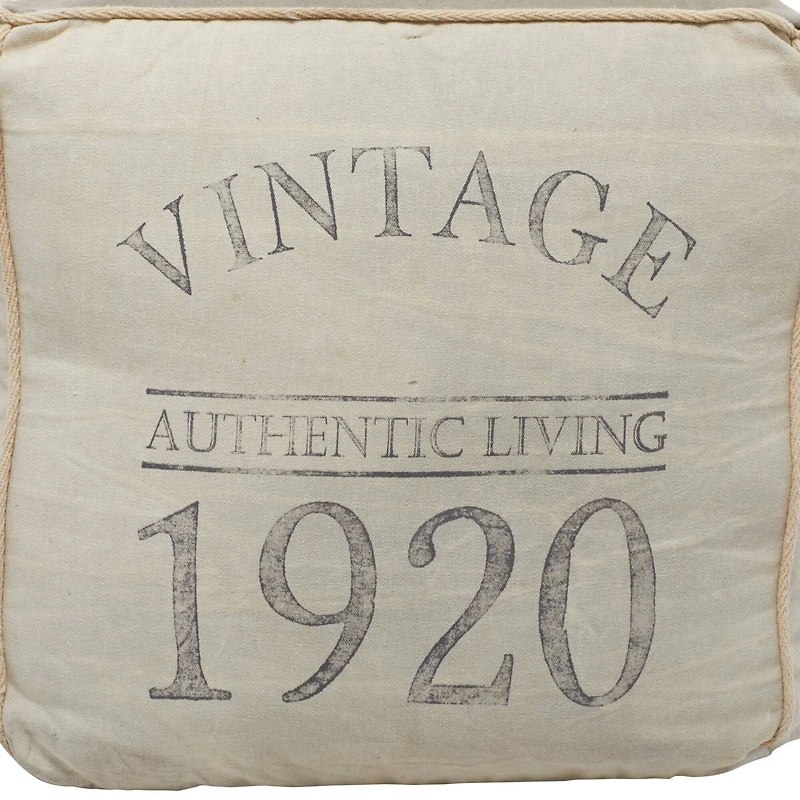 Grey Canvas Rustic Stool, 19" x 21" x 21"