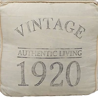 Grey Canvas Rustic Stool, 19" x 21" x 21"