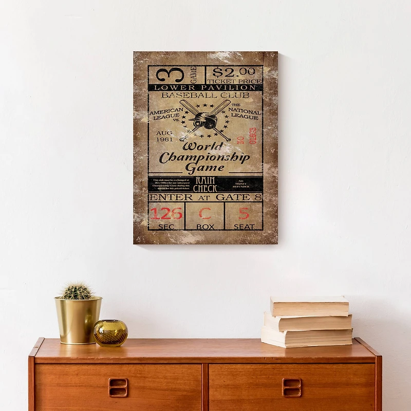 World Champ Game Ticket 12" x 16" Canvas Wall Art