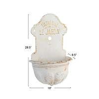 Hello Honey® 28.5" White Distressed Finish Metal Wall-Mounted Planter