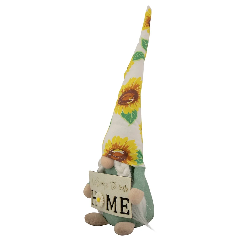 15.5" Welcome to Our Home Spring Gnome with Sunflower Hat