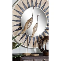 Set of 2 Brown Wood Coastal Bird Sculpture, 28", 34"