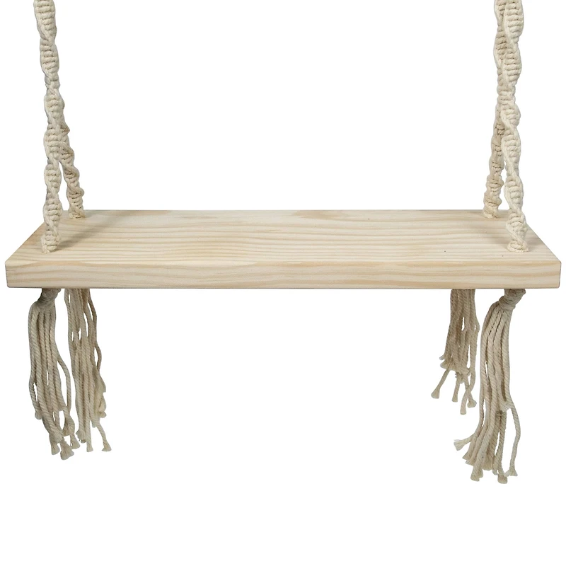 22" Ivory Rope Wooden Swing Chair