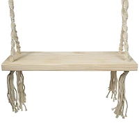 22" Ivory Rope Wooden Swing Chair