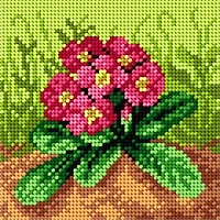 Orchidea Needlepoint Canvas For Halfstitch Without Yarn Spring Primroses - Printed Tapestry Canvas