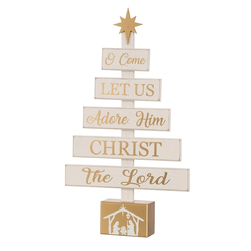Glitzhome® 18" Wooden Nativity Tree Tabletop Décor