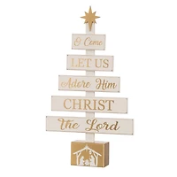 Glitzhome® 18" Wooden Nativity Tree Tabletop Décor