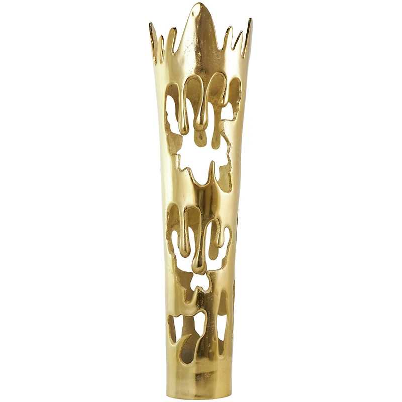 31" Gold Aluminum Drip Vase with Melting Designed Body