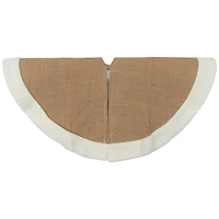 20" Burlap & White Fleece Trim Mini Tree Skirt