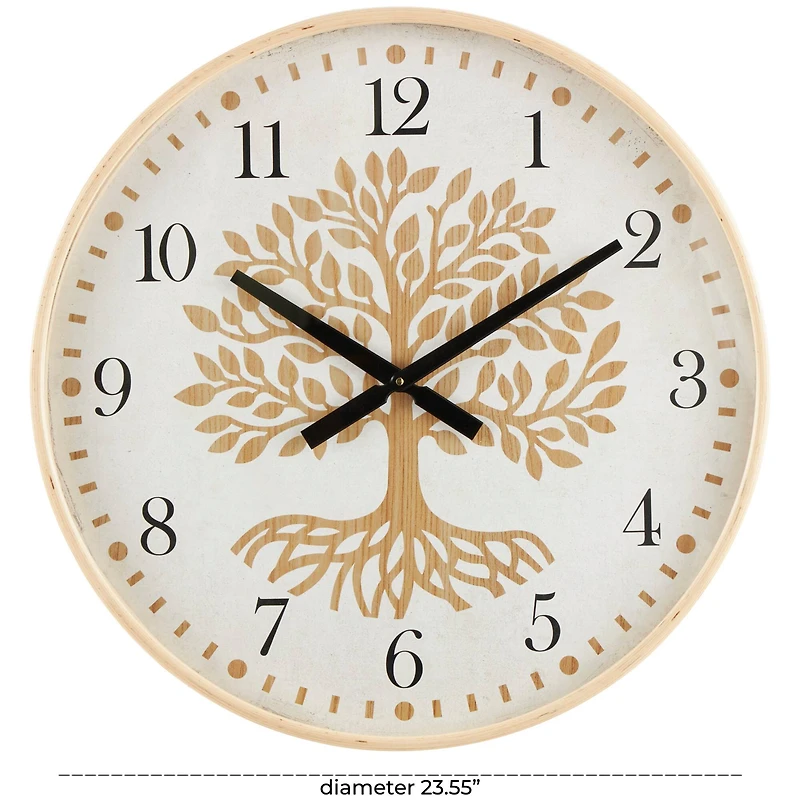 23.5" Natural Brown & Cream Tree Wall Clock