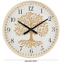 23.5" Natural Brown & Cream Tree Wall Clock