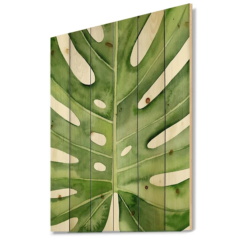 Designart - Green Monstera Leaf Tropical Palm Botanical Detail