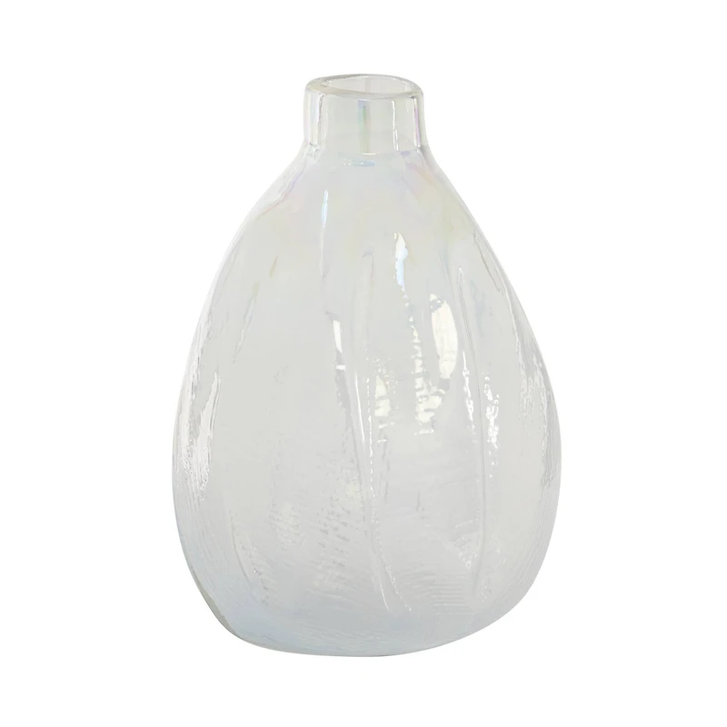 16" White Contemporary Glass Vase