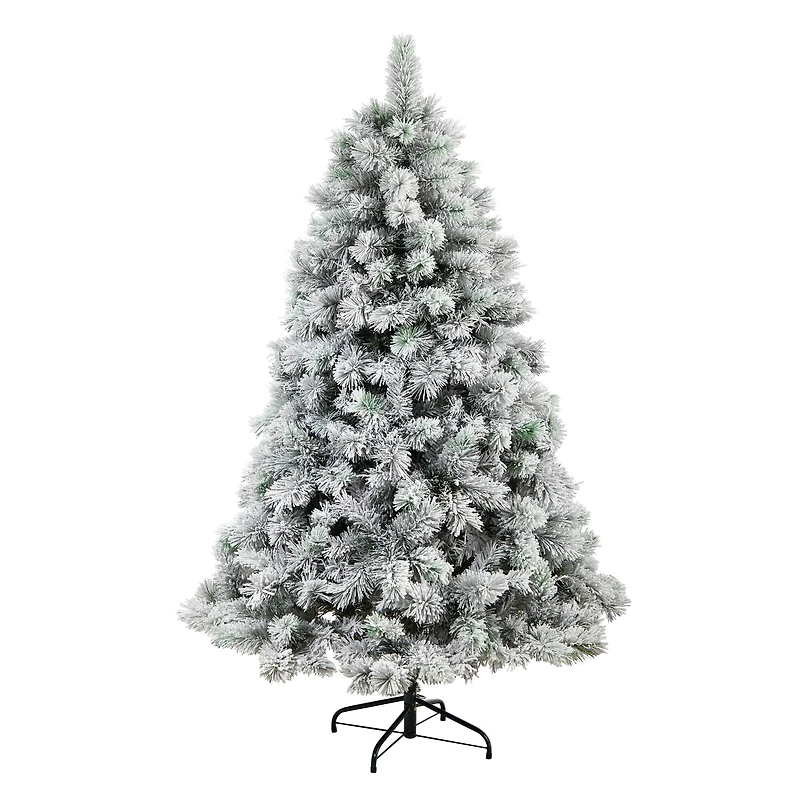 6ft. Pre-Lit Flocked Oregon Pine Artificial Christmas Tree, Clear Lights