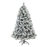 6ft. Pre-Lit Flocked Oregon Pine Artificial Christmas Tree, Clear Lights