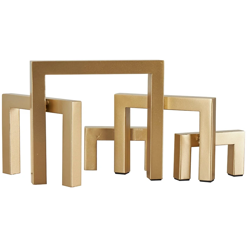 13" Gold Metal Geometric Abstract Square Arched Sculpture