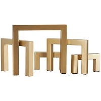 13" Gold Metal Geometric Abstract Square Arched Sculpture